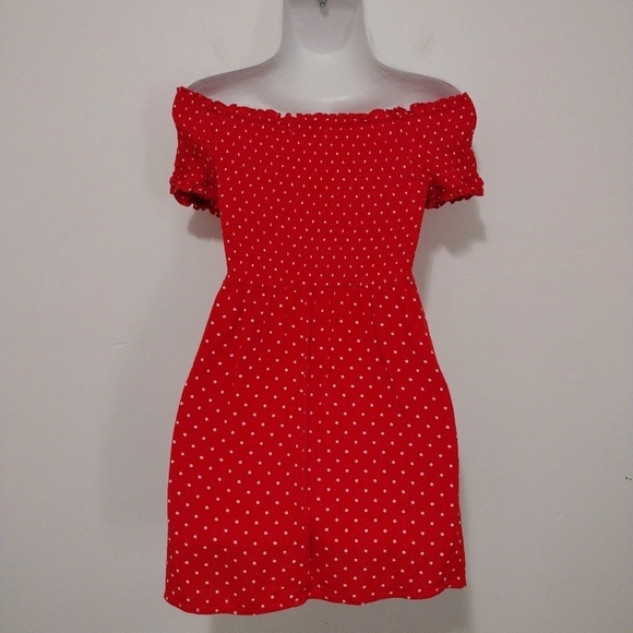 Love Tree - Polka Dot Off Shoulder Mini Dress - Picture 5 of 9